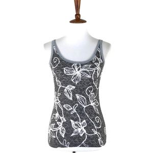 b + a b Gray & White Floral Tank Top, Size 38
